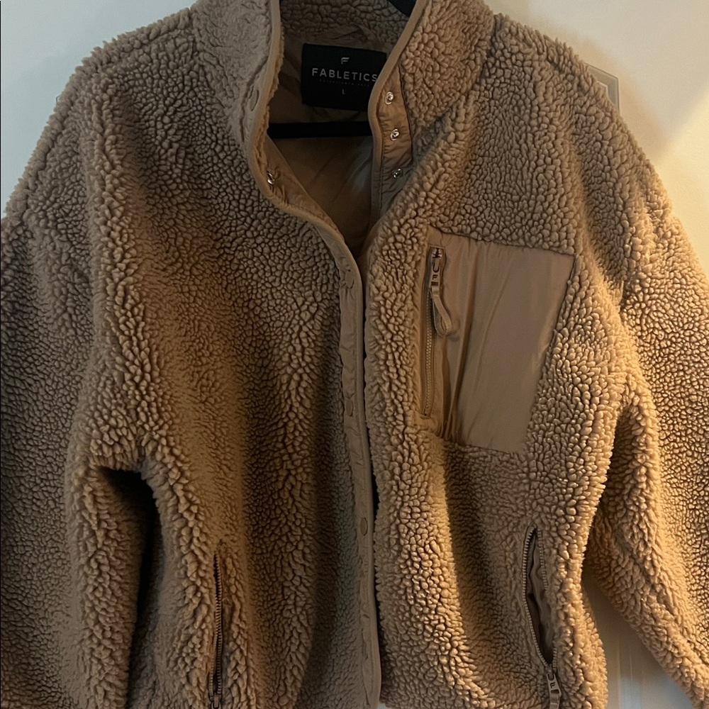 Fabletics Women's Cozy Brown Teddy Jacket